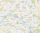 Onların yirmi ilçelerin municipaux ve sokakları ana parçası ile Paris şehir haritası